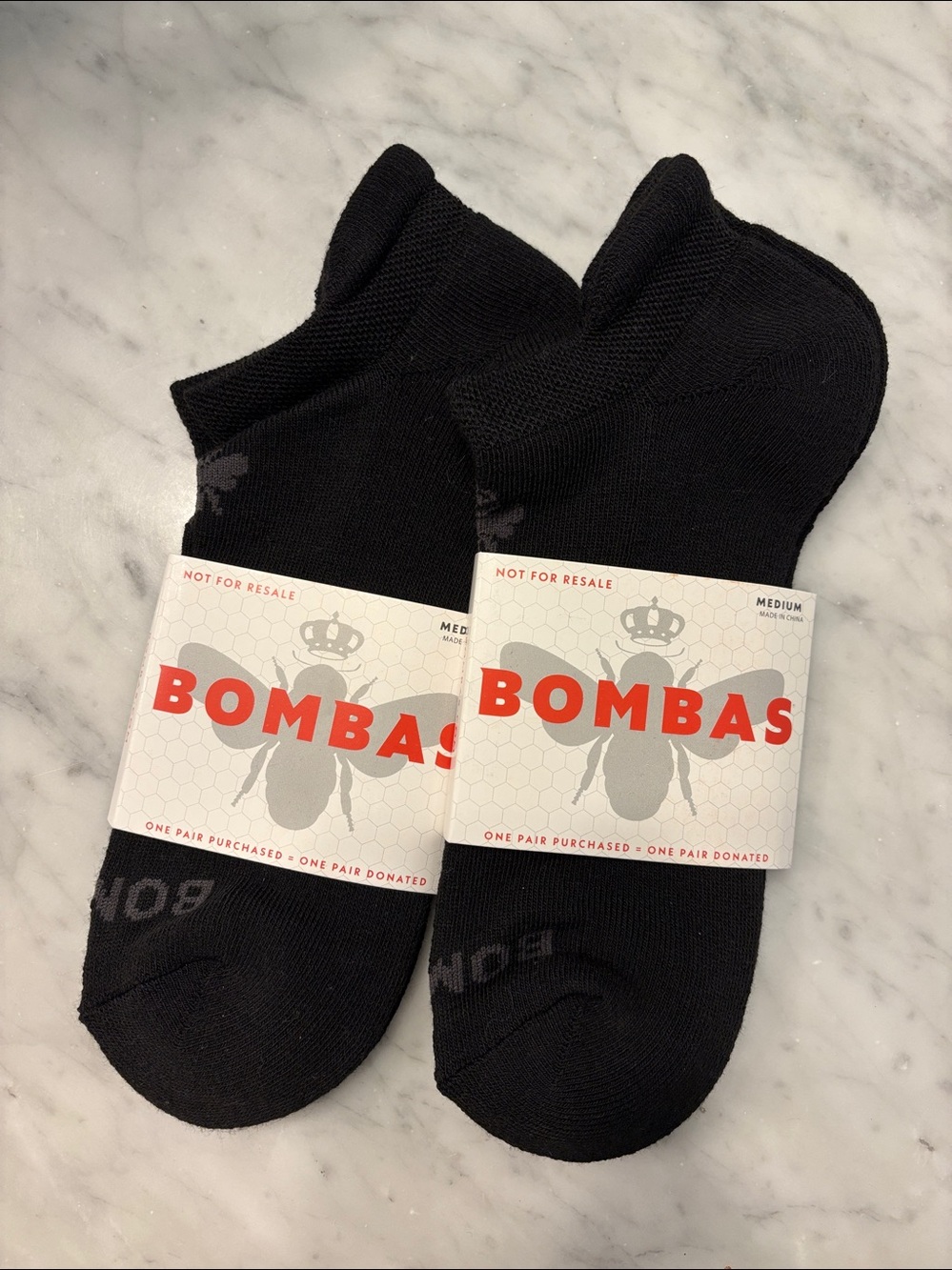 Bombas Set of 2 Black Ankle Socks, size Medium (US 8-10.5), NWT